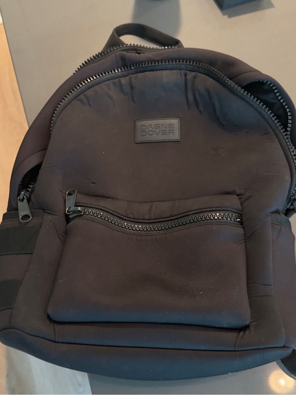Dagne Dover Matte Black Backpack with Front Zip Pocket